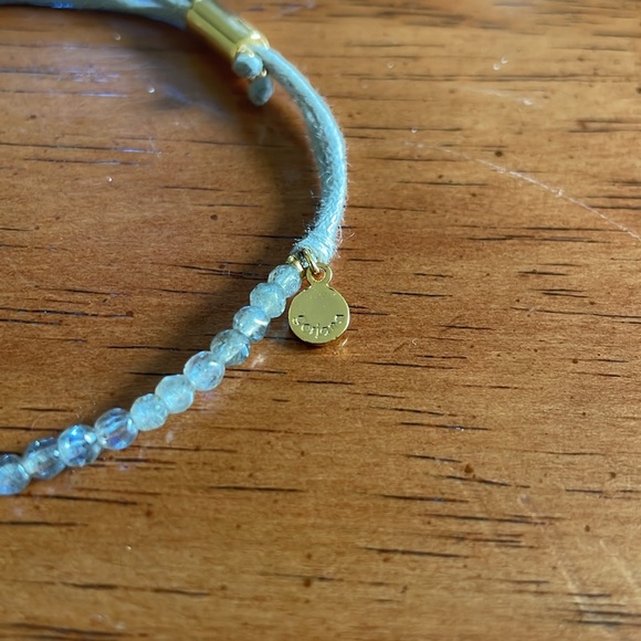 Gorjana Power Gemstone Bracelet Elegant "Truth" In Gold and Light Aqua Blue Bead - Picture 4 of 6